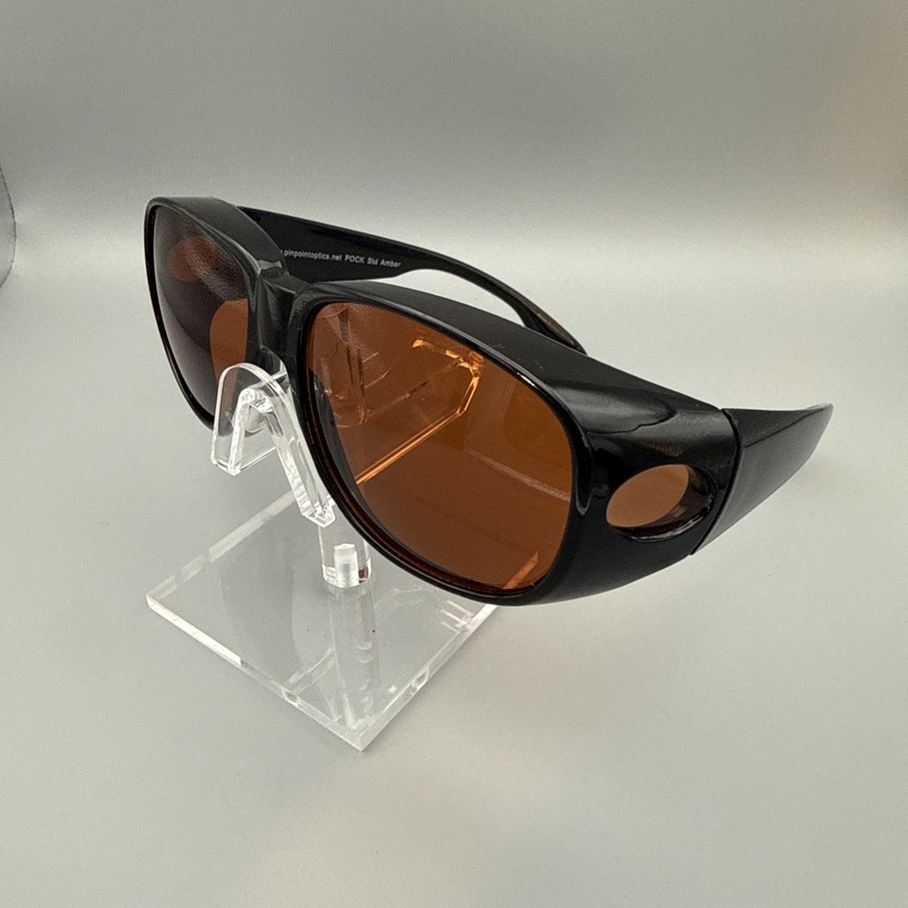 Pinpoint Optics POCK Authentic Black Fit Over Sunglasses Amber Lenses UV400